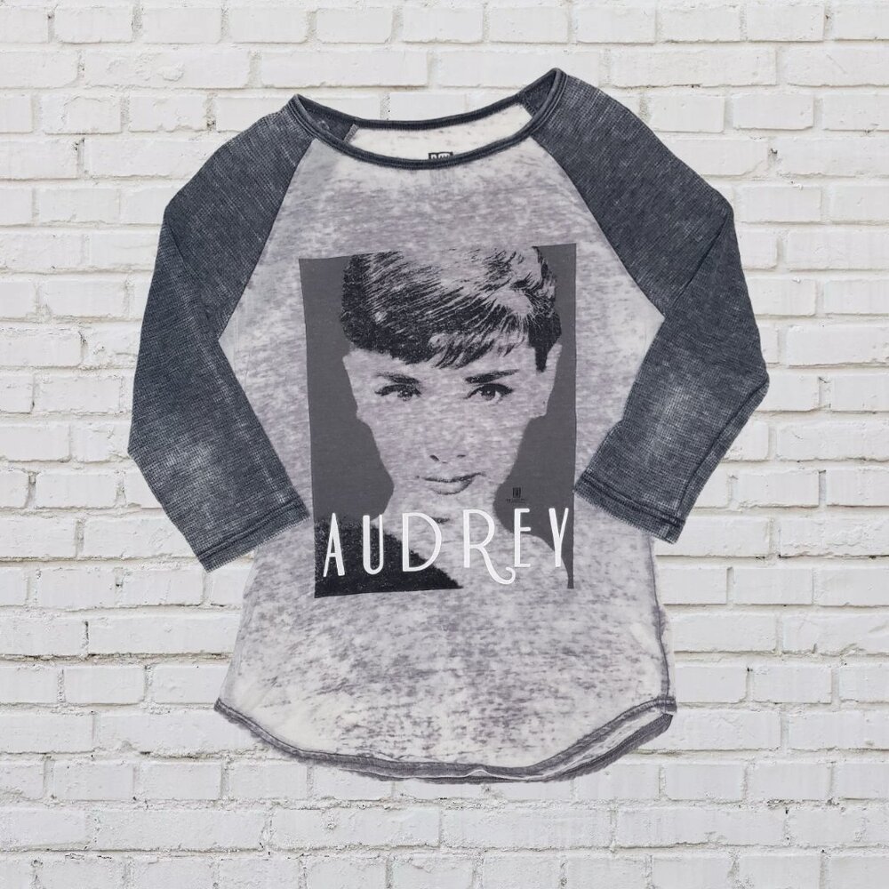 Black Gray Sheer Audrey Hepburn Tshirt by Red Carpet Noir